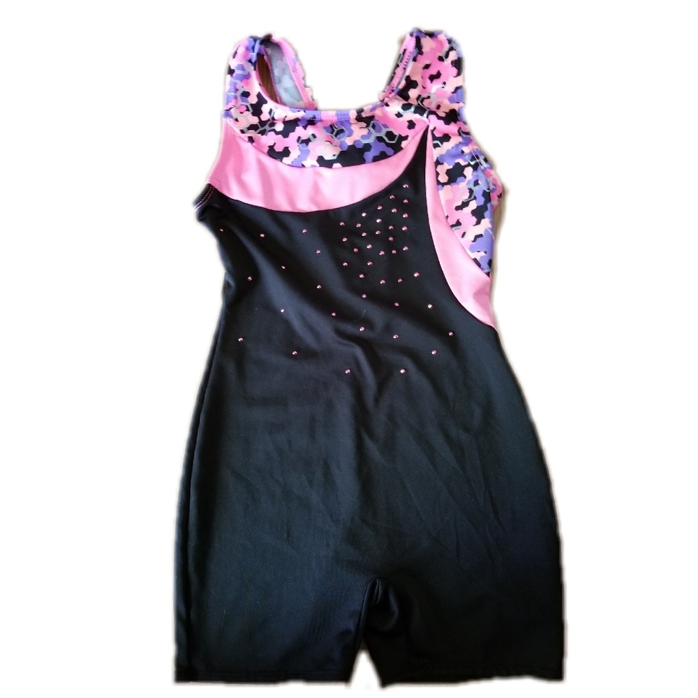 Girls pink and black gymnastics outfit size 7/8 M